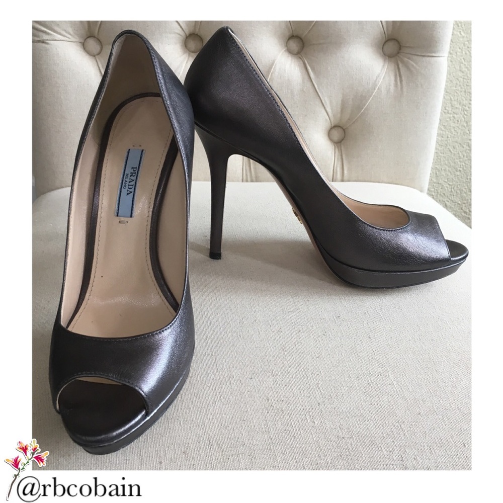 Prada Heels Gunmetal/Silver/Iron Gray